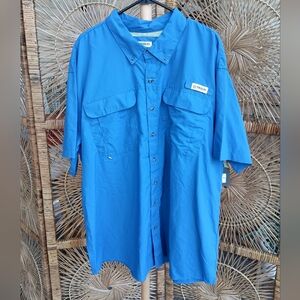 NWT Magellan Outdoors Blue Casual Button Down Shirt Short Sleeve_2XL